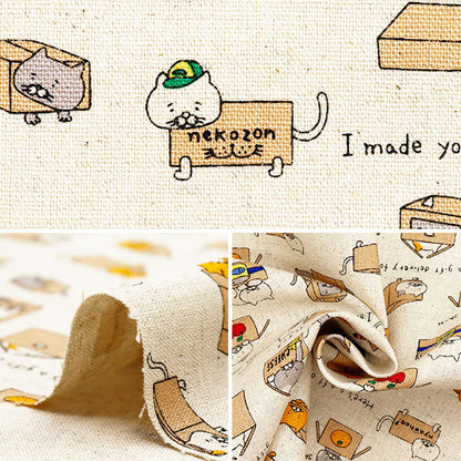 [Quantità a partire da 5] Tessuto "CAT CAT CAT CAT KINARI KTS6970-A" COTTON KOBAYASHI