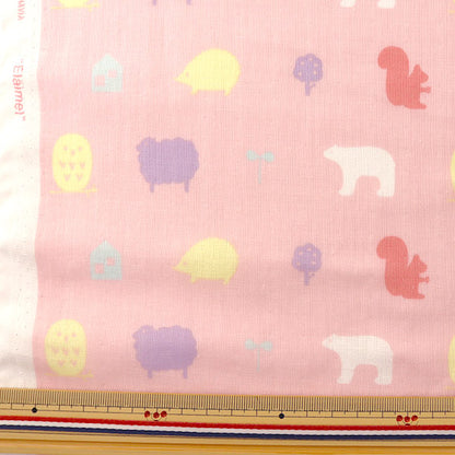 【数量5から】 生地 『kippis(キッピス) Wガーゼ(ダブルガーゼ)プリント 動物たち KPW-40A』