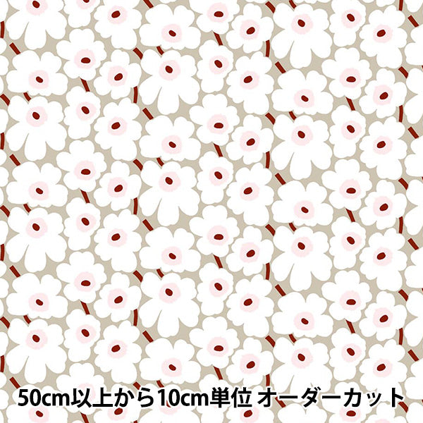 [Quantité à partir de 5] Tissu "Marimekko Mini Unikko Japan Limited Beige x White 066475-119"