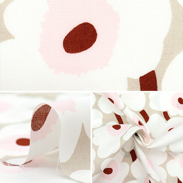 [Quantité à partir de 5] Tissu "Marimekko Mini Unikko Japan Limited Beige x White 066475-119"