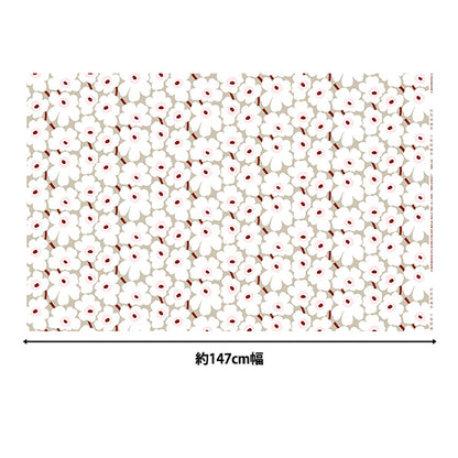 [Quantité à partir de 5] Tissu "Marimekko Mini Unikko Japan Limited Beige x White 066475-119"
