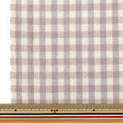 【数量5から】 生地 『綿麻先染起毛ウォッシャブル チェック ライトパープル 2754-C2』