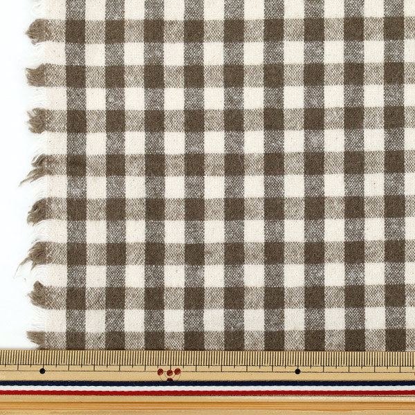 【数量5から】 生地 『綿麻先染起毛ウォッシャブル チェック ダークブラウン 2754-C5』