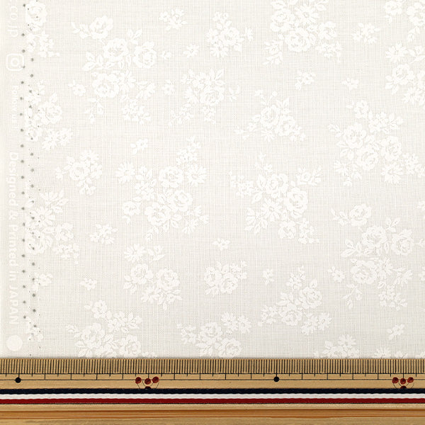[Quantité à partir de 5] Tissu "tissu à armure toile Fleur laquée blanche gris clair YZ4800-3C”
