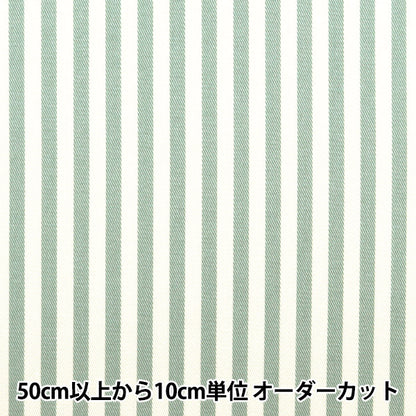 【数量5から】 生地 『20ツイル ストライプ 中 セージ 88610-3-64』
