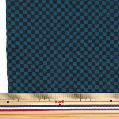 [Quantity starting from 5] Fabric 『Sheeting Japanese pattern Checkered indigo x indigo 88222-4-6"