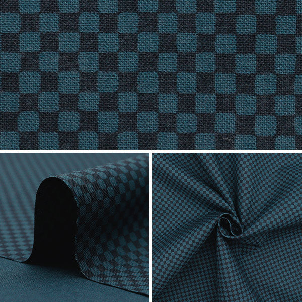 [Quantity starting from 5] Fabric 『Sheeting Japanese pattern Checkered indigo x indigo 88222-4-6"