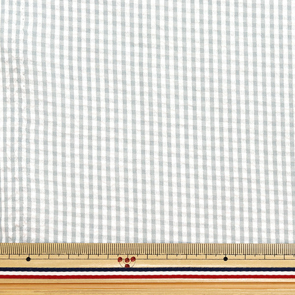 【数量5から】 生地 『サッカーギンガム グレー SUC-GIN-1GY』