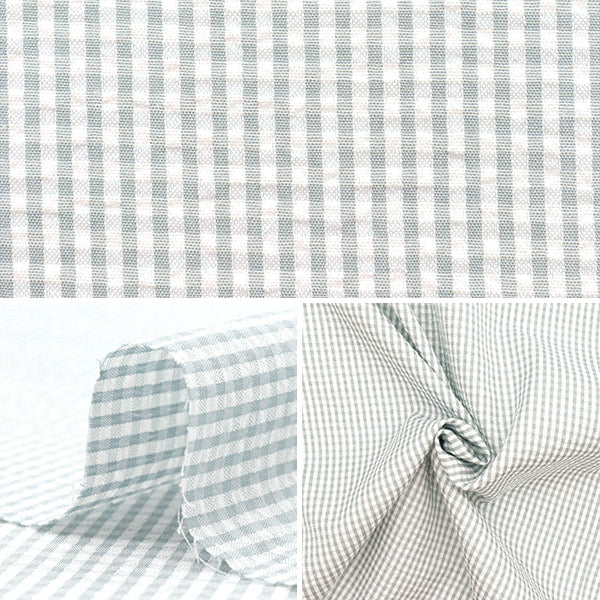 【数量5から】 生地 『サッカーギンガム グレー SUC-GIN-1GY』