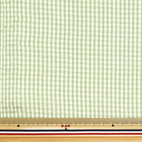 【数量5から】 生地 『サッカーギンガム グリーン SUC-GIN-4GR』