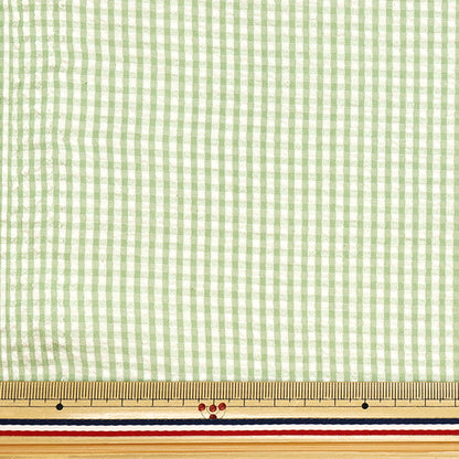【数量5から】 生地 『サッカーギンガム グリーン SUC-GIN-4GR』
