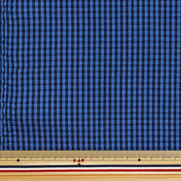 [Cantidad a partir de 5] Tela "Soccer Gingham Blue Black Suc-Gin-7BB"