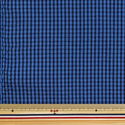 [Cantidad a partir de 5] Tela "Soccer Gingham Blue Black Suc-Gin-7BB"