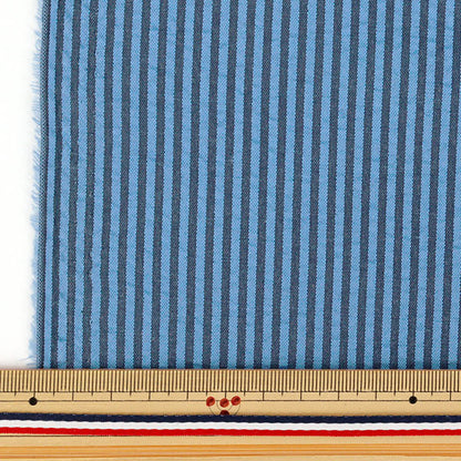 [Quantity starting from 5] Fabric "Soccer Stripe Blue Black SUC-ST-7BB"