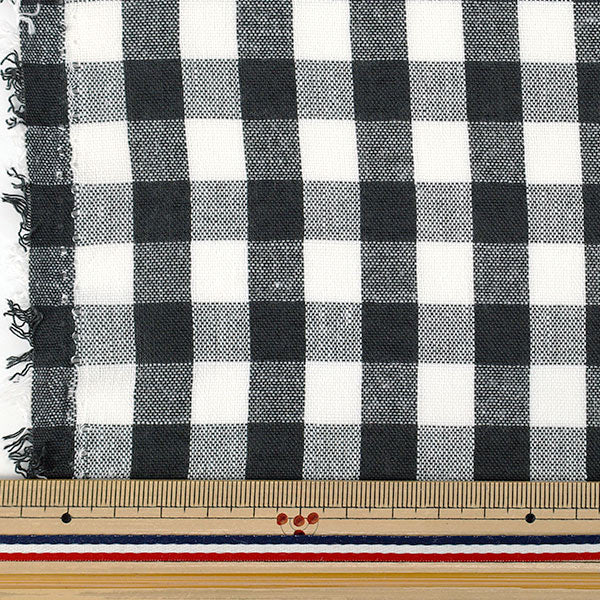 [Anzahl ab 5] Stoff "Leinenähnliches Karo mittelschwarz LILI-CHL-9BK“