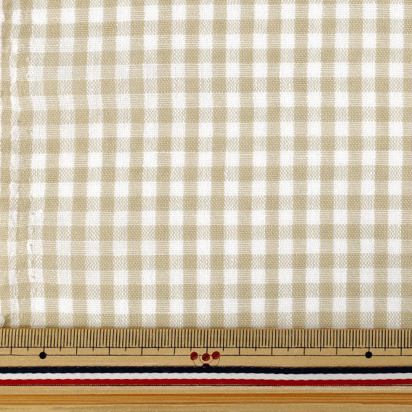 [Anzahl ab 5] Stoff "Leinenähnliches Karo klein beige LILI-CHS-1BE“