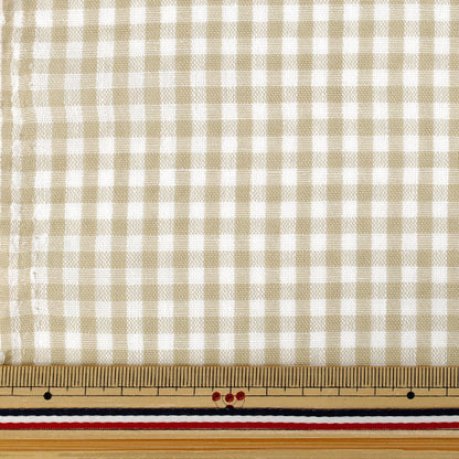 [Anzahl ab 5] Stoff "Leinenähnliches Karo klein beige LILI-CHS-1BE“