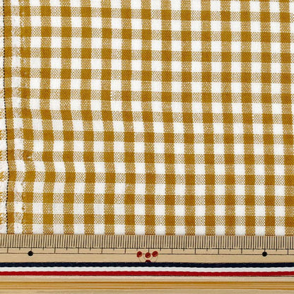 [Quantité à partir de 5] Tissu "Carreaux aspect lin petit marron LILI-CHS-2LBR”
