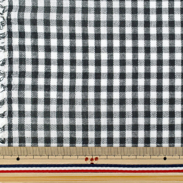 [Anzahl ab 5] Stoff "Leinenähnliches Karo klein schwarz LILI-CHS-9BK“