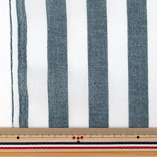 [Anzahl ab 5] Stoff "Leinenähnlicher Streifen, groß, Marineblau „LILI-STL-8NV“