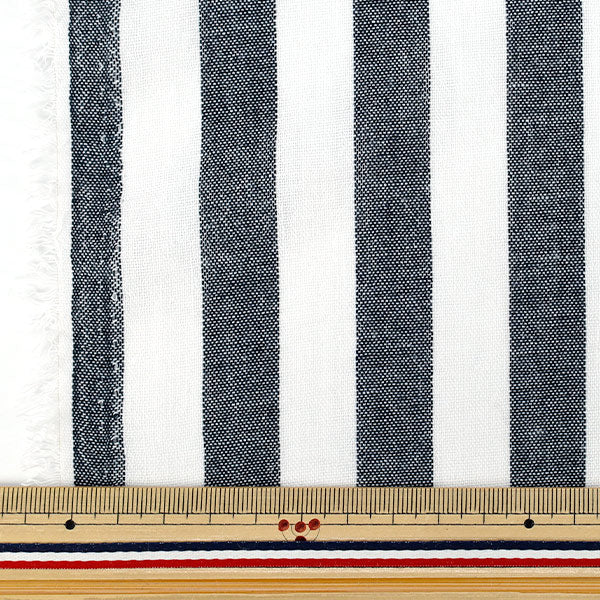 [Anzahl ab 5] Stoff "Leinenähnlicher Streifen groß schwarz LILI-STL-9BK“