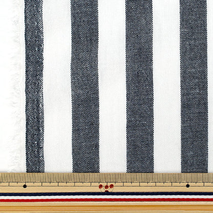 [Anzahl ab 5] Stoff "Leinenähnlicher Streifen groß schwarz LILI-STL-9BK“