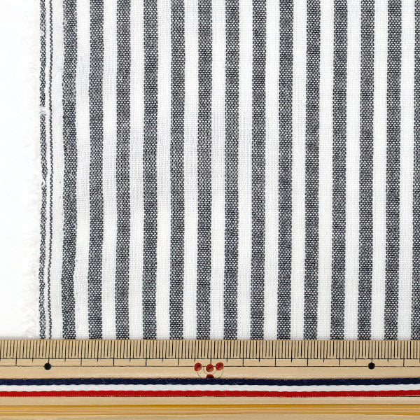 [Quantité à partir de 5] Tissu "Petite rayure aspect lin noire LILI-STS-9BK”