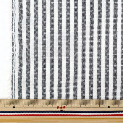 [Quantité à partir de 5] Tissu "Petite rayure aspect lin noire LILI-STS-9BK”