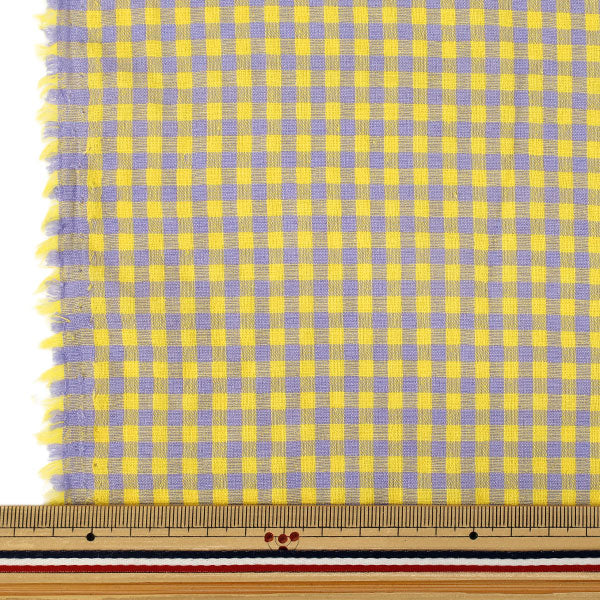 [Quantity from 5] Fabric "Pop color soccer gingham yellow x purple SUC26-YEPP”
