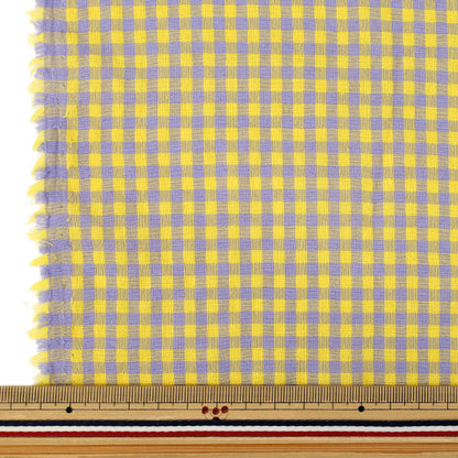 [Quantity from 5] Fabric "Pop color soccer gingham yellow x purple SUC26-YEPP”
