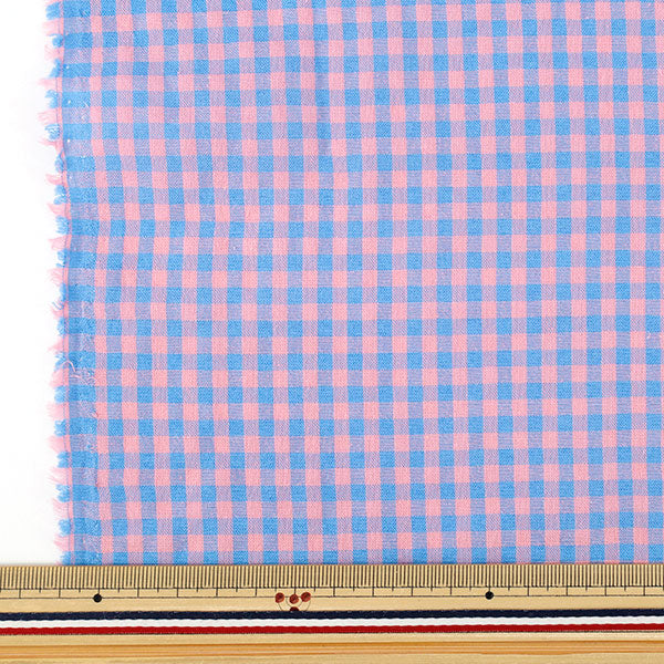 [Cantidad desde 5] Tela "Cuadro de fútbol de color pop azul x rosa SUC26-BLPI2”