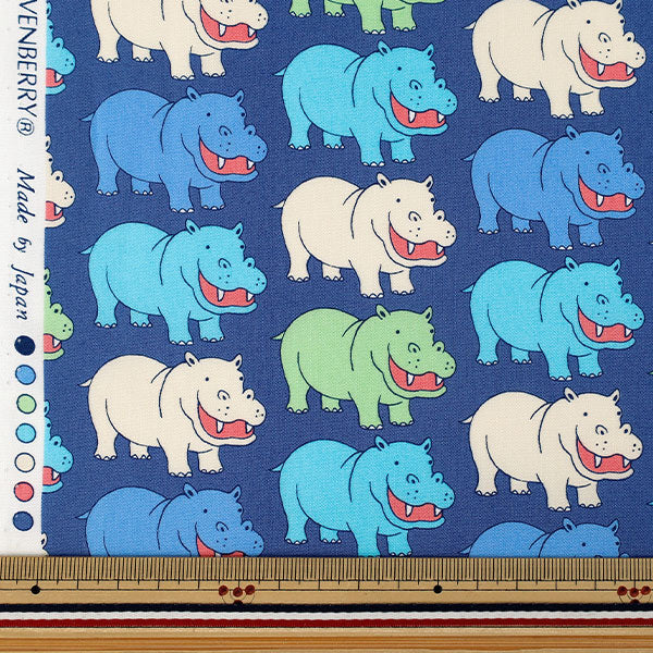 [Quantità da 5] Tessuto "Ampio Happy Hippo Blu B850620Z-1-4"