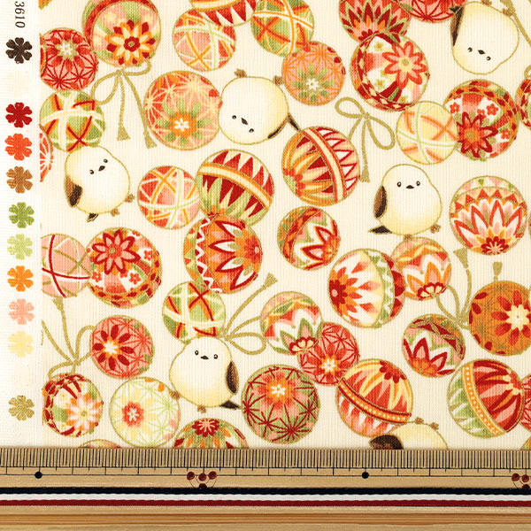 【数量5から】 生地 『シーチング 百華繚蘭 いとおかし シマエナガと毬 HR3610-11A』 Quilt Gate キルトゲイト