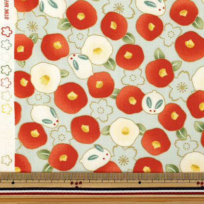 [Quantity from 5] Fabric "Sheeting Hundred Flower Orchids Itookashi Snow Rabbit and Camellia HR3610-12C” Quilt Gate Quilt Gate