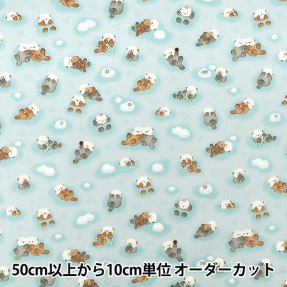 【数量5から】 生地 『シーチング みにふわフレンズ ラッコ ターコイズブルー SP6521-1A』