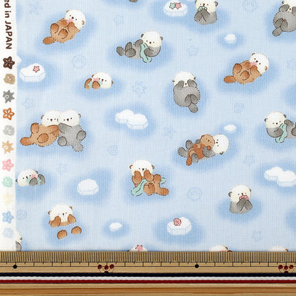 【数量5から】 生地 『シーチング みにふわフレンズ ラッコ スカイブルー SP6521-1E』