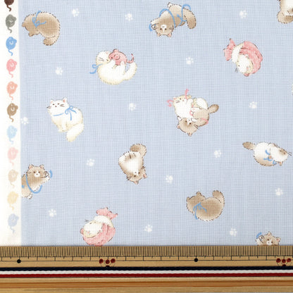 [Quantité à partir de 5] Tissu "siège Minifuwa Friends Chat Bleu SP6521-2E"