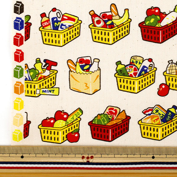 [Quantity from 5] Fabric "Oxford Flyer Print Checkout Basket Lemon Yellow AP65903-1A”