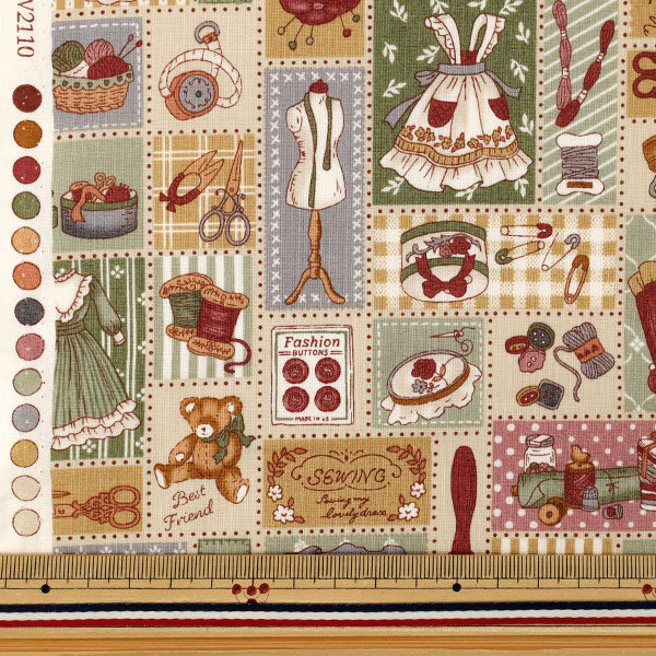 [Quantity from 5] Fabric "Sheeting Dear Little World Dreaming Closet Green LW2110-11C” Quilt Gate Quilt Gate