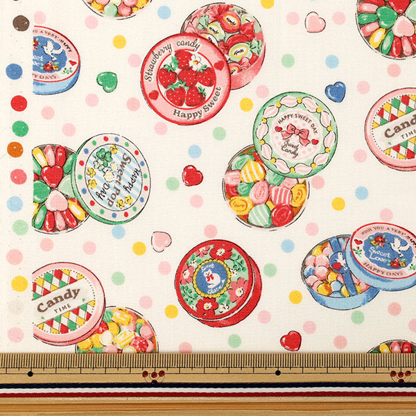 【数量5から】 生地 『シーチング ディアリトルワールド キャンディドット アイボリー LW2120-12A』 Quilt Gate キルトゲイト