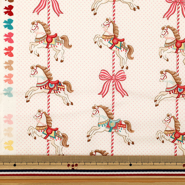 【数量5から】 生地 『シーチング ディアリトルワールド リボンカルーセル アイボリー LW2120-13A』 Quilt Gate キルトゲイト