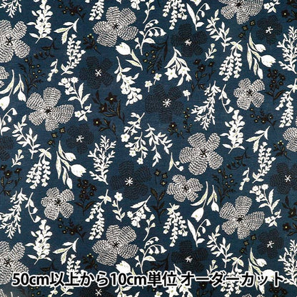 [Quantity from 5] Fabric "cotton linenSheeting Nordic Flower Navy AP65902-1E”