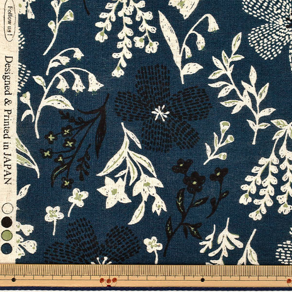 [Quantity from 5] Fabric "cotton linenSheeting Nordic Flower Navy AP65902-1E”