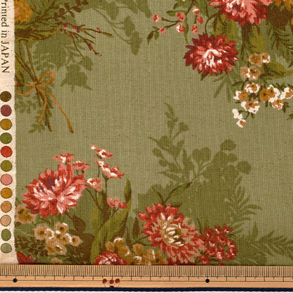 [Quantité à partir de 5] Tissu "lin en cotonsiège Bouquet de fleurs vert AP65902-2B”