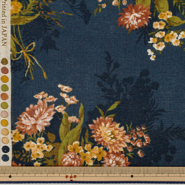[数量5起] 织物 "棉麻板材织物 花束海军蓝 AP65902-2D”