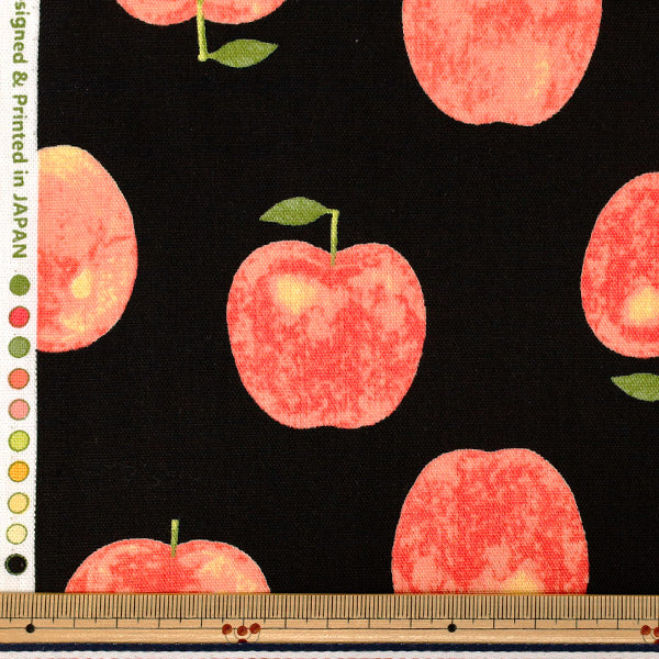 [Anzahl ab 5] Stoff "Oxford Fruchtmuster Apfel schwarz x rot SP2650-1E“