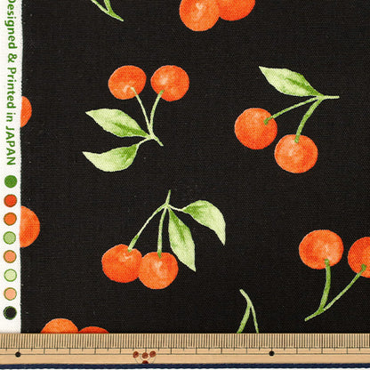 [Quantité à partir de 5] Tissu "Oxford Motif fruit cerise noir SP2650-2E”