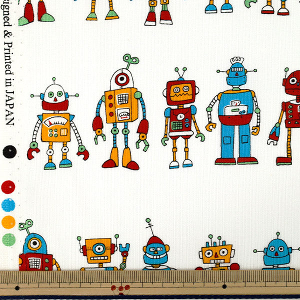 [Quantità da 5] Tessuto "fogli Robot Graffiti retrò bianco AP65904-1A”