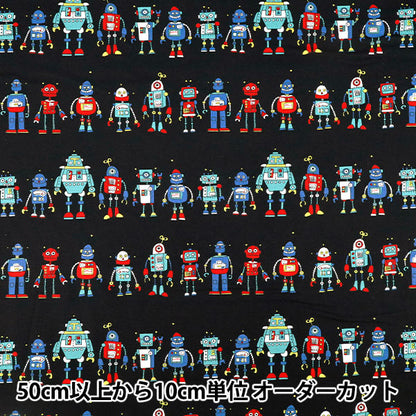 【数量5から】 生地 『シーチング レトログラフィティ ロボット 黒 AP65904-1E』