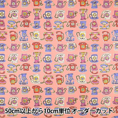 [Quantity from 5] Fabric "Sheeting Retro Graffiti Black Telephone Pink AP65904-2B”